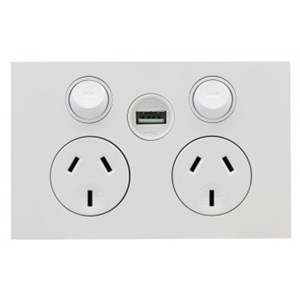Zen Double 10Amp Socket with USB Charger - Choose Colour